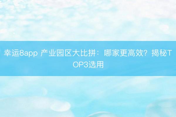 幸運(yùn)8app 產(chǎn)業(yè)園區(qū)大比拼：哪家更高效？揭秘TOP3選用