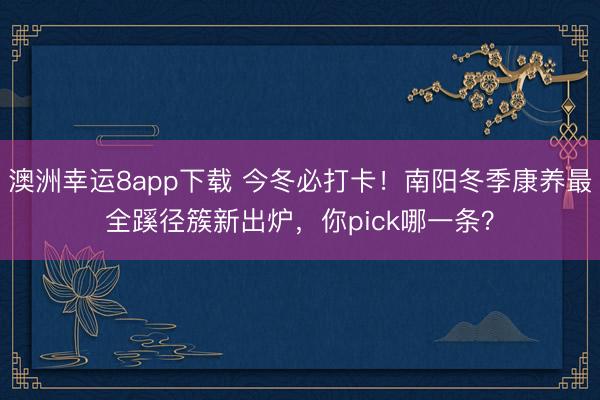 澳洲幸運(yùn)8app下載 今冬必打卡！南陽冬季康養(yǎng)最全蹊徑簇新出爐，你pick哪一條？